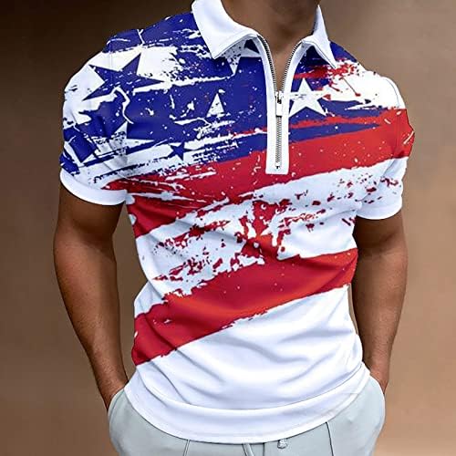 Camisas de trabalho de verão BMISEGM para homens de bandeira americana masculina para homens 4 de julho muscular reverte