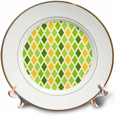 3drose luz e verde brilhante e amarelo formas de diamante padrão - placas - placas