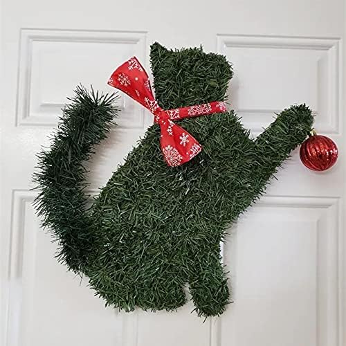Dog Cat Modeling Christmas Greath, Artificial Christmas Branches Greats Christmas para a porta da frente, decoração de