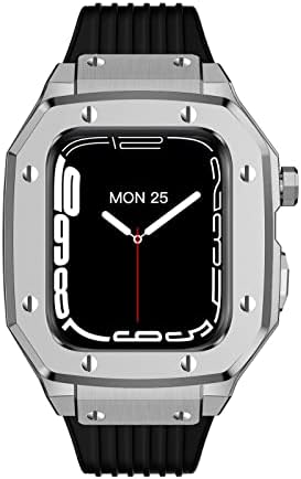 Azanu for Apple Watch Series 8 7 6 5 4 SE 45mm 42mm 44mm Metal Luxury Metal Rubber Aço inoxidável Relógio de modificação Modificação Modificador Acessórios para LELO Case