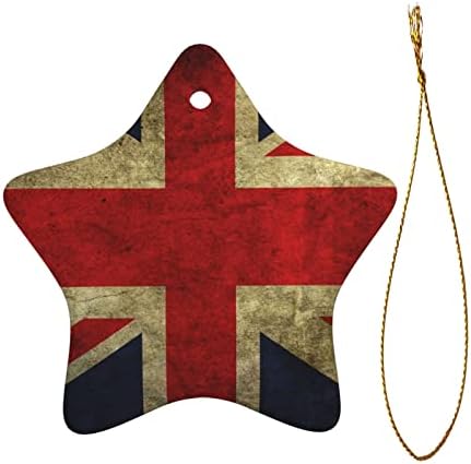 Bandeira britânica 2022 pingente de cerâmica de Natal para decorar a árvore de Natal