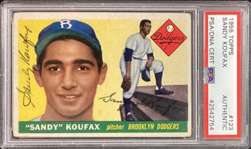 Sandy Koufax assinou 1955 Topps 123 ROOKIE CARD DODGERS HOF Autograf
