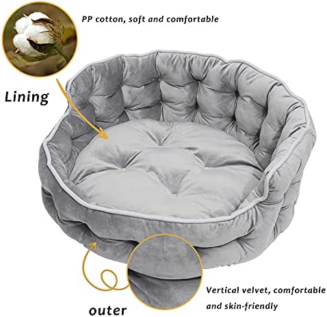 Cama de cachorro redonda de quvita para cães pequenos laváveis ​​sofá-cama de luxo de luxo sofá super macio e macio que aquecem