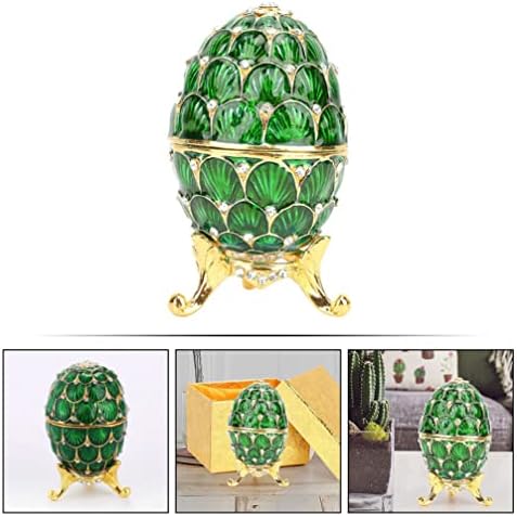 Bestonzon decoração vintage caixa de jóias de ovos de páscoa esmaltada, ovo de páscoa ovo de jóias vintage Organizador de bugigangas