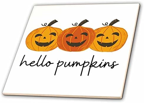 3drose 3drose - Rosette - Fall de Halloween - Três Smiley Hello Pumpkins - Tiles