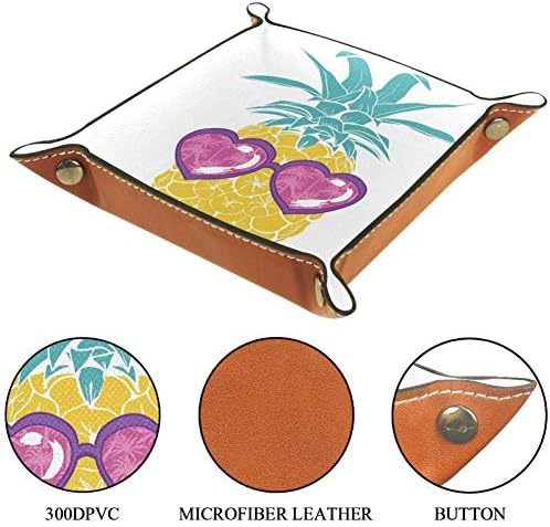 AISSO Bandeja de manobrista de verão Tropical Pineapple Printing Jóias de couro Bandejas Organizador para carteiras, relógios,