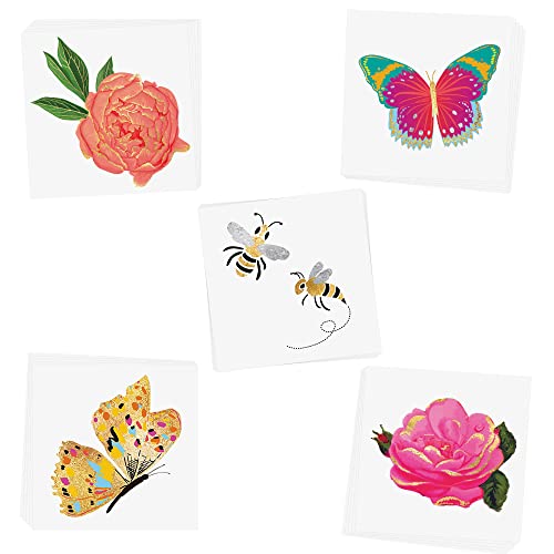 O conjunto de variedades de borboleta inclui 25 variados de tatuagens de festas de festa temporária de ouro metálico premium - tatuagem de flores, borboleta, abelha, tatuagem temporária, tatuagem de ouro
