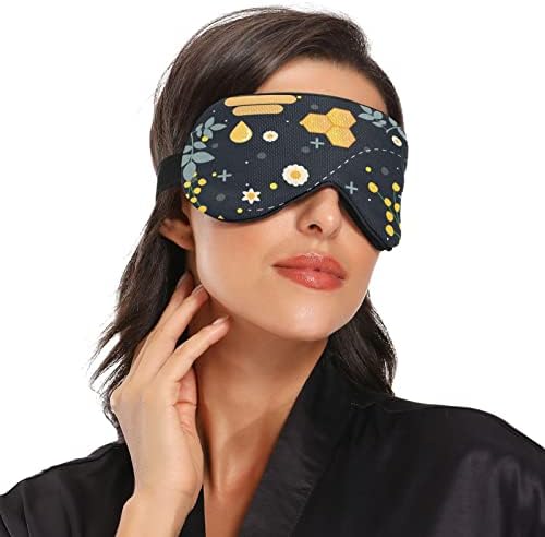 Máscara de máscara para os olhos do sono unissex Honeycomb-bee-bee-máscara de dormir confortável