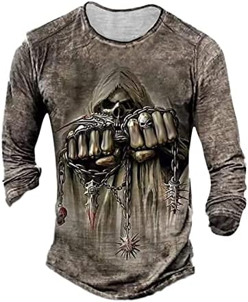 T-shirt de desempenho masculino, moda 3D Skull Impresso Casual Redond Poloso Polujo Impressão