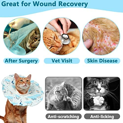 Cone de gato, colarinho macio de cone para parar de lamber e arranhar, cone de recuperação ajustável para gatos após a