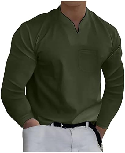 Tops for Men Mangas compridas T-shirt Moda Solid Dress Shirts Sports Sports Casual Blusa do Treinamento de Fitness Treinamento de