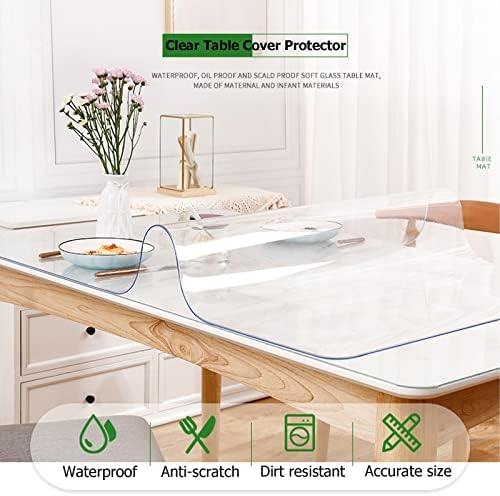 Protetor de tampa de mesa transparente PVC Protetor à prova d'água à prova de óleo, tampa de jantar de plástico grossa