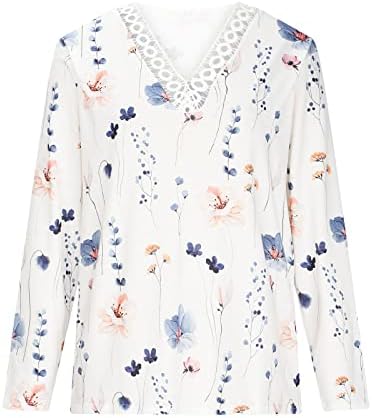 Blusa floral feminina Blusa de renda em Vo de nó de crochê de laca de laca de laca LOPS LAÇA TUNICA CASual Tunic