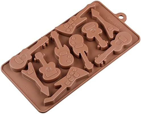 Moldes de guitarra de silicone Moldes de molde de molde de molde de 10 cavidades Moldes de sabão de silicone para fazer sabão chocolate Candle Cube Mousse Bolo, café, 3 pacote