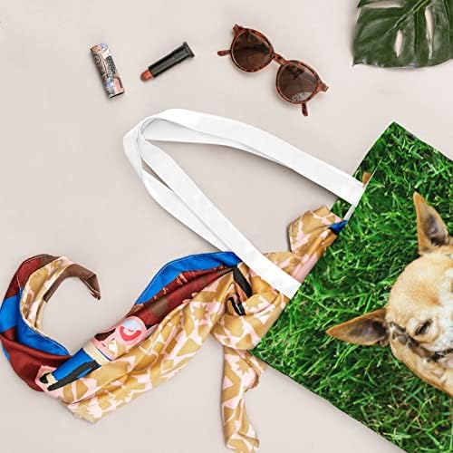 Ewmar Chihuahua Dog Saco de compras em tela, confortável e leve, adequado para viagens de compras, tamanho /
