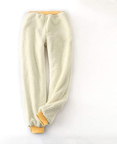 Calça de moletom Y2K para mulheres casuais de pijamas soltas lã de lã sherpa calças forradas com coração estampado de coração