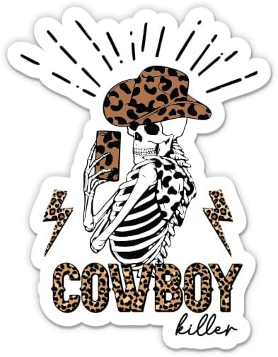 Adesivo de cowboy assassino - adesivo de laptop de 3 - vinil à prova d'água para carro, telefone, garrafa de água - decalque de cowgirl