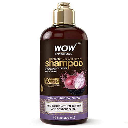 Uau, ciência da pele, cebola vermelha, shampoo de óleo preto aumenta o brilho, hidratação, brilho - reduza o couro cabeludo, caspa