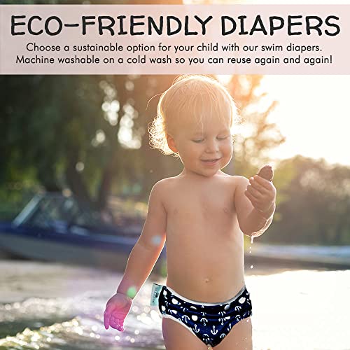 Fraldas de natação reutilizáveis ​​para bebês, bebês e crianças pequenas-meninos ajustáveis ​​Sadando a fralda de 0-2 anos, lavável ecologicamente correto com snaps-âncora-1 pacote de Will & Fox