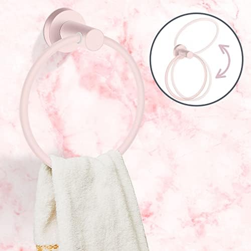 2 PCs Matte Rosa Towel Ring Hand Towel Round para o banheiro Toalheiro de cozinha Puxa de parede Montar a aço inoxidável