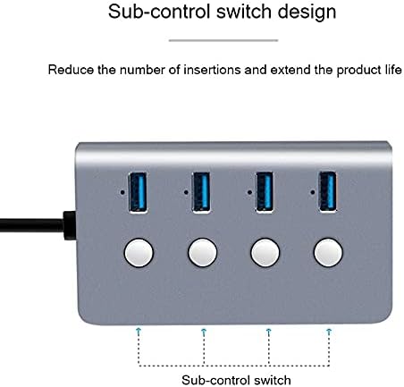 SLSFJLKJ SUB-CONTROL SWITCH 4-PORT USB 3.0 Hub Aluminum Ligy até 5 Gbps Multi USB Splitter para laptop para desktop