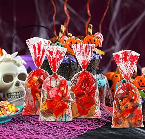 Diyasy Halloween Celofane Sacos de doces, 150 pacotes de guloseimas para crianças Plástico Bolsa de lanches Favores em