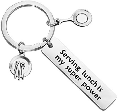 Hollp Lunch Lady Gift Serving Lunch Is My Super Power Keychain Gift for Cooker Cafeteria Worker Buffet Workers