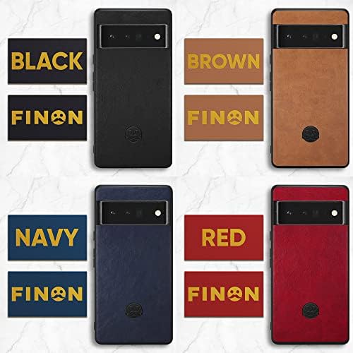 Finon Google Pixel 6 Case Pro Case Simple Modelo de couro + emblema preto | O couro PU é usado | Cor da caixa - marrom + emblema