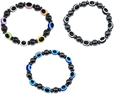 Xun zhe 3pcs Eal Hematite Hematite Pulseiras de terapia magnética