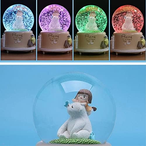 Caixa de música aniic 3D Crystal Ball Music Box Base com luz luminosa colorida LED para decoração para a família
