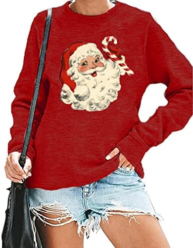 MyHalf Christmas Sweatshirt Mulheres Papai Noel Feio Christmas Sweter Graphic Pullover para festa de férias de Natal
