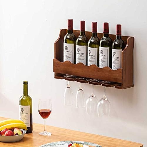 Omoons Wine prateleira de vinhos garrafa de vidro de vidro de parede montada com copos de suporte de cozinha prateleiras e armários
