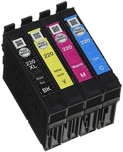 Epson T220 Durabrite Ultra Ink de alta capacidade preto e cartucho colorido padrão Pacote de combinação e T220 Durabrite