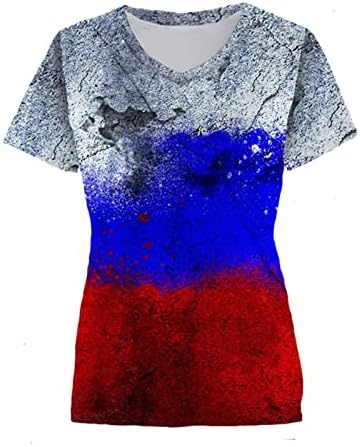 4 de julho camisa camisa feminina bandeira americana camisetas de manga curta Tops Tops Summer Casual Tunic Loose Fit Tee Bloups