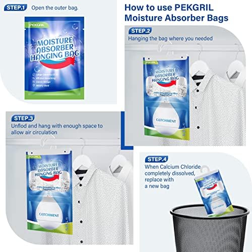 Pacotes de absorvedor de umidade pekgril 14 pacotes, 15 oz de sacos de desumidificadores pendurados, pacotes de umidade