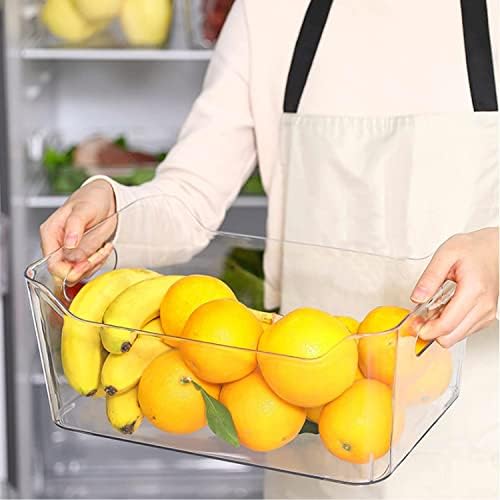 Bins de armazenamento de organizador de alimentos de plástico transparente 4 Pacote com alças para organizar lanches despensa, armário, cozinha, geladeira ou freezer - pequeno