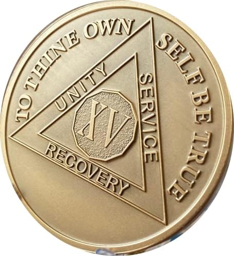 RecoveryChip 15 anos AA Medallion grande 1,5 Pesado Premium Bronze Sobriedade Medalhão