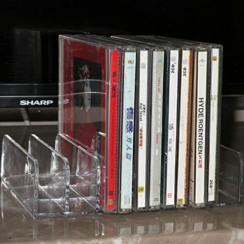 Caixa de armazenamento PMSanzay DVD - acrílico transparente - DVD empilhável e suporte de CD, cd rack cd organizador de cd stand - mantém até 14 casos de CD padrão para armazenamento e organização de prateleira de mídia - sem DVD