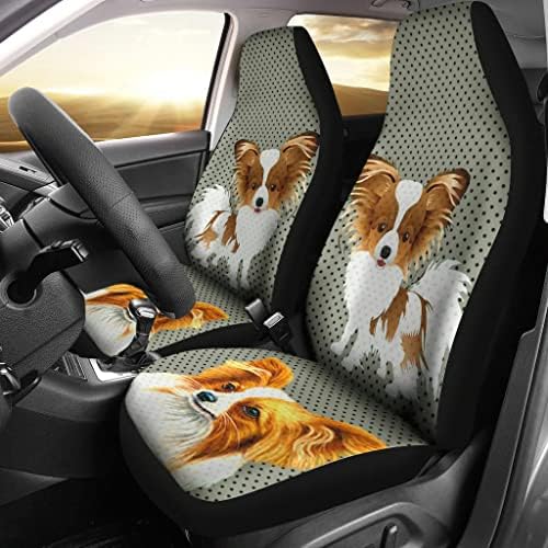 Capas de assento de carro com estampa de cachorro de papillon