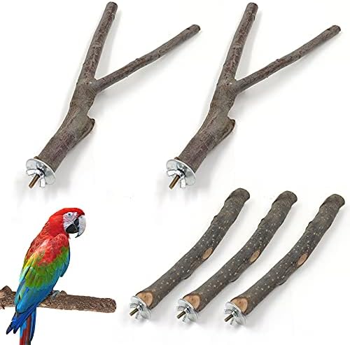 Betinyar 5 PCs poleiro de pássaro de madeira, poleiro de pássaro de madeira natural, brinquedos de moagem de pata de ramo,