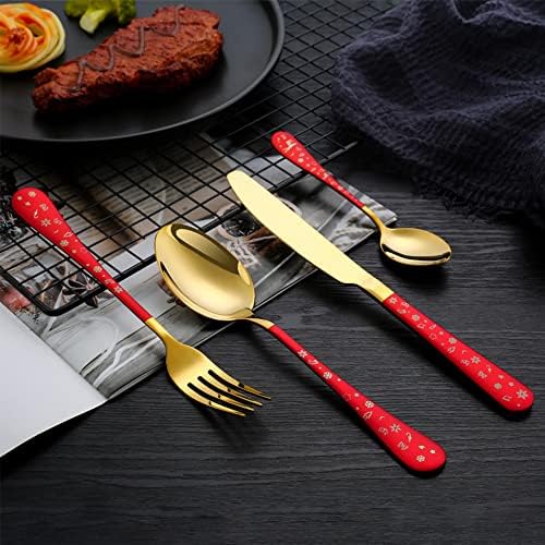 16 PCs Salheres Setware Set Service para 4 talheres utensílios de talheres Conjunto de desenhos animados de desenho animado de desenho animado Valentine Valentine Candlelight Dinner elegante amigo da família Home (cor: vermelho, tamanho: 64pcs f