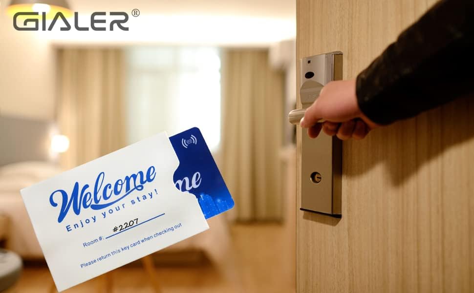 Gialer Hotel Motel RFID sem contato Card sem envelopes da manga Bem -vindo, aproveite a sua estadia compatível com Saflok, Kaba,