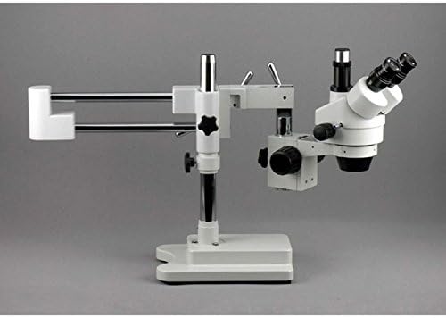 AMSCOPE SM-4TZ-FRL-10M Digital Profissional Trinocular Trinocular Microscópio de Zoom, oculares WH10X, ampliação de 3,5x-90x, objetivo do zoom de 0,7x-4,5x, luz de anel fluorescente de 8W, suporte de boom de braço duplo, 110V-120V, inclui 0,5x e lentes de barlow 2.0x e câmera de 10MP com lente