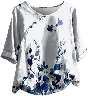 Camiseta de blusa para meninas adolescentes curtas 1/2 manga 2023 Crewneck de algodão gráfico floral solto ajuste relaxado