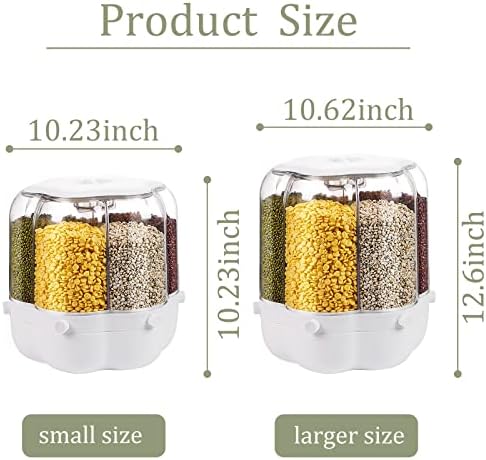 Xiyao 40lb Rice e recipiente de armazenamento de grãos, cilindro de medição de dispensador de alimentos rotativos de 360 ​​°