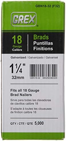 Grex GBN18-32 1-1/4 in. 18 Ga. Brad Nails, Galvanized, 5m