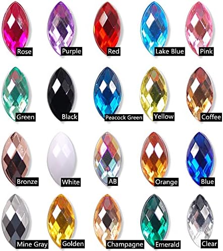 200pcs 6 * 12mm de acrílico colorido acrílico manicure Cristal Strass Stones para dicas de decoração de unhas -