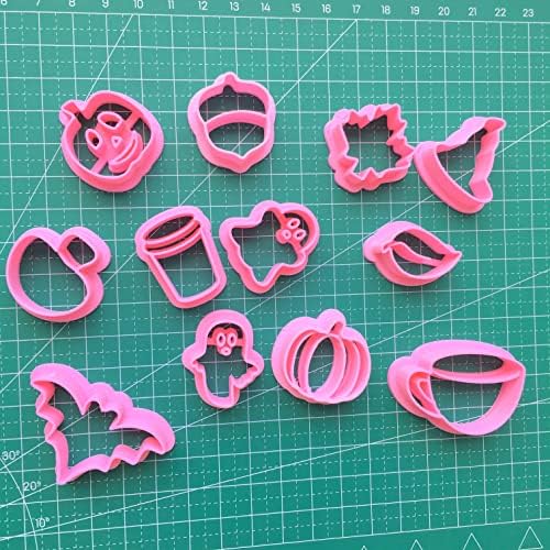Conjunto de Chenrui de 12 pequenos cortadores de argila de polímero de Halloween, mini cortadores de brinco