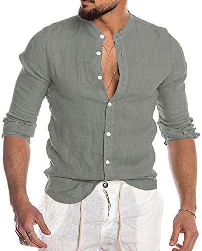 Xxbr algodão linho camisas casuais para homens, 2021 Fall Men's Button-Down Sleeve Tops camisetas de verão com bolsos dianteiros