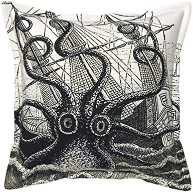 Sailing Pirate Octopus Light Luxury Leather Pillow Capa, capa de almofada de sofá, sofá -cama de quarto de decoração em casa, sofá